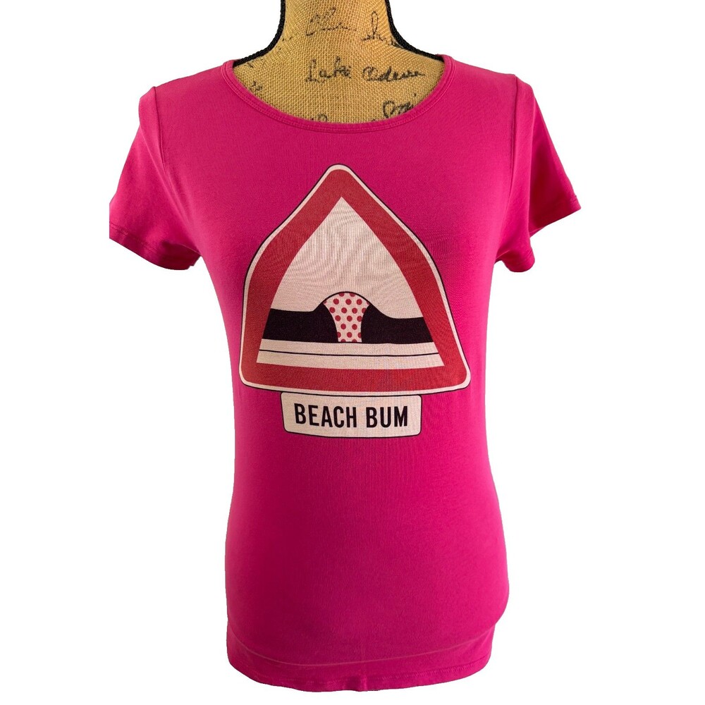 Moschino Mare Beach Bum Graphic Pink Fuchsia Short Sleeve T-Shirt Size L